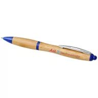  Nash bamboo ballpoint pen, Bamboo, ABS Plastic, Natural,Royal blue