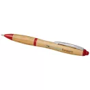 Nash bamboo ballpoint pen, Bamboo, ABS Plastic, Natural,Red  