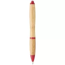 Nash bamboo ballpoint pen, Bamboo, ABS Plastic, Natural,Red  