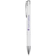 Moneta aluminium click ballpoint pen, Aluminium, White