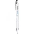 Moneta anodized aluminium click ballpoint pen, Aluminium, ABS Plastic, Steel, White