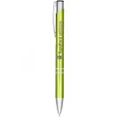 Moneta anodized aluminium click ballpoint pen, Aluminium, ABS Plastic, Steel, Lime
