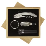   Set accesorii vin 4 piese, Seasons, 21OCT1471, 15 x 4 x 16 cm, Otel, Bambus, Natur