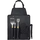 Set 3 ustensile gratar, Seasons, 22FEB1480, 60x42 cm, Poliester, Otel, Lemn, Negru