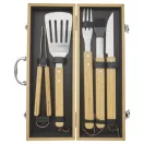Set 5 ustensile gratar, Seasons, 22FEB1476, 46x7.4x16.2 cm, Otel, Bambus, Natur