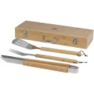 Set 3 ustensile gratar, Seasons, 22FEB1473, 51.5x7.2x18.2 cm, Otel, Bambus, Natur