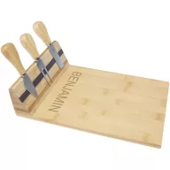   Platou de bucatarie cu 3 ustensile, Seasons, 22FEB0070, 30x7.6x34.2 cm, Bambus, Otel, Natur