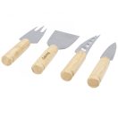 Set 4 ustensile pentru branza, Everestus, 22FEB0122, 15.3x2.5 cm, Bambus, Otel, Natur