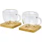 Set 2 cani, Seasons, 42FEB230085, 100 ml, 9.5x7.4x7 cm, Sticla, Bambus, Transparent