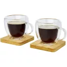 Set 2 cani, Seasons, 42FEB230085, 100 ml, 9.5x7.4x7 cm, Sticla, Bambus, Transparent
