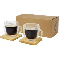   Set 2 cani, Seasons, 42FEB230086, 250 ml, 12x9x9 cm, Sticla, Bambus, Transparent
