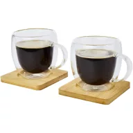   Set 2 cani, Seasons, 42FEB230086, 250 ml, 12x9x9 cm, Sticla, Bambus, Transparent