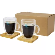   Set 2 cani, Seasons, 42FEB230087, 350 ml, 12x11.2x8.5 cm, Sticla, Bambus, Transparent