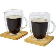   Set 2 cani, Seasons, 42FEB230087, 350 ml, 12x11.2x8.5 cm, Sticla, Bambus, Transparent