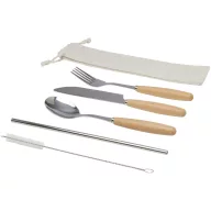   Set tacamuri, 2509E14924, Everestus, 24.5x6 cm, Otel, Bambus, Natur