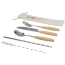 Set tacamuri, 2509E14924, Everestus, 24.5x6 cm, Otel, Bambus, Natur