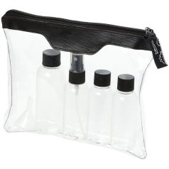   Geanta cu recipiente cosmetice pentru calatorii cu avionul, Everestus, MCH01, pvc, negru