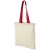 Nevada 100 g/m² cotton tote bag with coloured handles, 100 g/m² Cotton, Natural, Red  