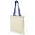 Nevada 100 g/m² cotton tote bag with coloured handles, 100 g/m² Cotton, Natural,Royal blue