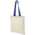 Nevada 100 g/m² cotton tote bag with coloured handles, 100 g/m² Cotton, Natural,Royal blue