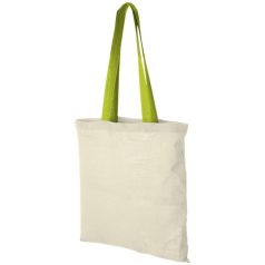   Nevada 100 g/m² cotton tote bag with coloured handles, 100 g/m² Cotton, Natural,Apple Green