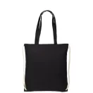 Saculet cu snur si manere lungi, Everestus, 20IAN159, Bumbac, Negru