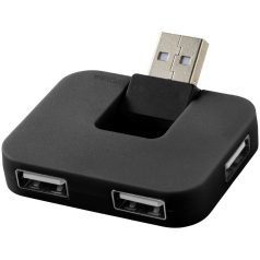 Gaia 4-port USB hub, HIPS plastic, solid black