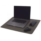 Suport pad de birou pentru laptop si mouse, Tekio, 21OCT0880, 60 x 40 cm, Piele ecologica, Gri