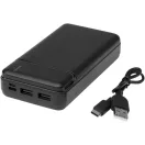Powerbank 20000 mAh, USB-C, Micro USB, USB-A, 2401E14763, Everestus, 13.7x2.8x6.8 cm, ABS, Negru