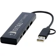 Hub usb 2401E14945, Tekio, 10x1.2x3 cm, Aluminiu, Negru