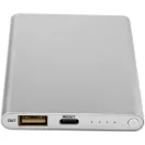 Powerbank 4000 mAh, 10 W, USB-A, USB-C, 2410E23120, Everestus, 11 x 1 x 6.8 cm, Aluminiu, Argintiu