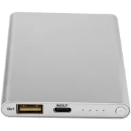   Powerbank 4000 mAh, 10 W, USB-A, USB-C, 2410E23120, Everestus, 11 x 1 x 6.8 cm, Aluminiu, Argintiu