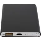 Powerbank 4000 mAh, 10 W, USB-A, USB-C, 2410E23121, Everestus, 11 x 1 x 6.8 cm, Aluminiu, Gri titanium