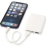   Powerbank 5000 mAh, 10 W, USB-A, USB-C, 2410E23075, Everestus, 9 x 1.4 x 6.3 cm, ABS, Alb