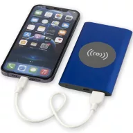   Powerbank 4000 mAh, 10 W, Wireless, USB-A, USB-C, 2410E23100, Everestus, 12 x 1 x 6.8 cm, Aluminiu, Albastru royal