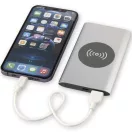 Powerbank 4000 mAh, 10 W, Wireless, USB-A, USB-C, 2410E23101, Everestus, 12 x 1 x 6.8 cm, Aluminiu, Argintiu