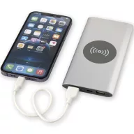   Powerbank 8000 mAh, 10 W, Wireless, USB-A, USB-C, 2410E23105, Everestus, 15 x 1.2 x 7.4 cm, Aluminiu, Argintiu