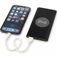   Powerbank 8000 mAh, 10 W, Wireless, USB-A, USB-C, 2410E23106, Everestus, 15 x 1.2 x 7.4 cm, Aluminiu, Negru