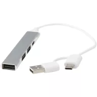   Hub usb 4 porturi, 2509E14441, Everestus, 29x0.7 cm, Aluminiu, Argintiu
