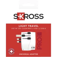   Adaptor world, Skross, 2610E18091, 30 W, USB-A, USB-C, 6.5x7.7x6.9 cm, Plastic, Alb
