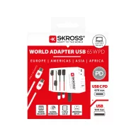   Adaptor world, Skross, 2610E18089, 65 W, USB-A, USB-C, 6.3x7.9x5.4 cm, Plastic, Alb