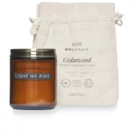  Lumanare cu parfum de lemn de cedru, 2410E22179, Wellmark, 9.5 x ø 7 cm, Sticla, Gri amber heather