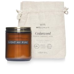   Lumanare cu parfum de lemn de cedru, 2410E22179, Wellmark, 9.5 x ø 7 cm, Sticla, Gri amber heather