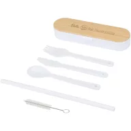   Set tacamuri, Everestus, 2601E13202, 16.5x2.6x4.7 cm, Polipropilena, Bambus, Alb