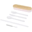 Set tacamuri, Everestus, 2601E13203, 16.5x2.6x4.7 cm, Polipropilena, Bambus, Roz deschis