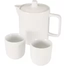 Ceainic cu 2 cesti asortate, Seasons, 2610E19386, 800 ml, 13.8x15.8x9.7xØ7.3 cm, Ceramica, Otel inoxidabil, Alb