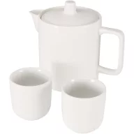   Ceainic cu 2 cesti asortate, Seasons, 2610E19386, 800 ml, 13.8x15.8x9.7xØ7.3 cm, Ceramica, Otel inoxidabil, Alb