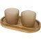 Set 2 cani 200 ml cu tava, Seasons, 2601E12985, 8.2x7.5x7.5 cm, Sticla, Lemn, Bej Oatmeal
