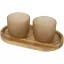 Set 2 cani 200 ml cu tava, Seasons, 2601E12985, 8.2x7.5x7.5 cm, Sticla, Lemn, Bej Oatmeal
