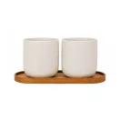 Set 2 cani, Originalhome, 2610E19414, 150 ml, 18x6.5x10 cm, Lemn, Ceramica, Natur